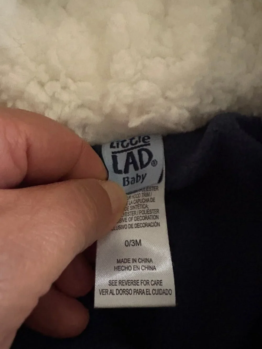 Little Lad Baby Snowsuit Size 0-3 Months Blue Puffer Hooded Front Zip